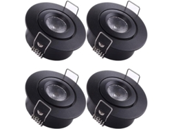 Mini Focos Led Empotrables Para Estantes, Techos E Iluminación Diy - Negro (4 Unidades)