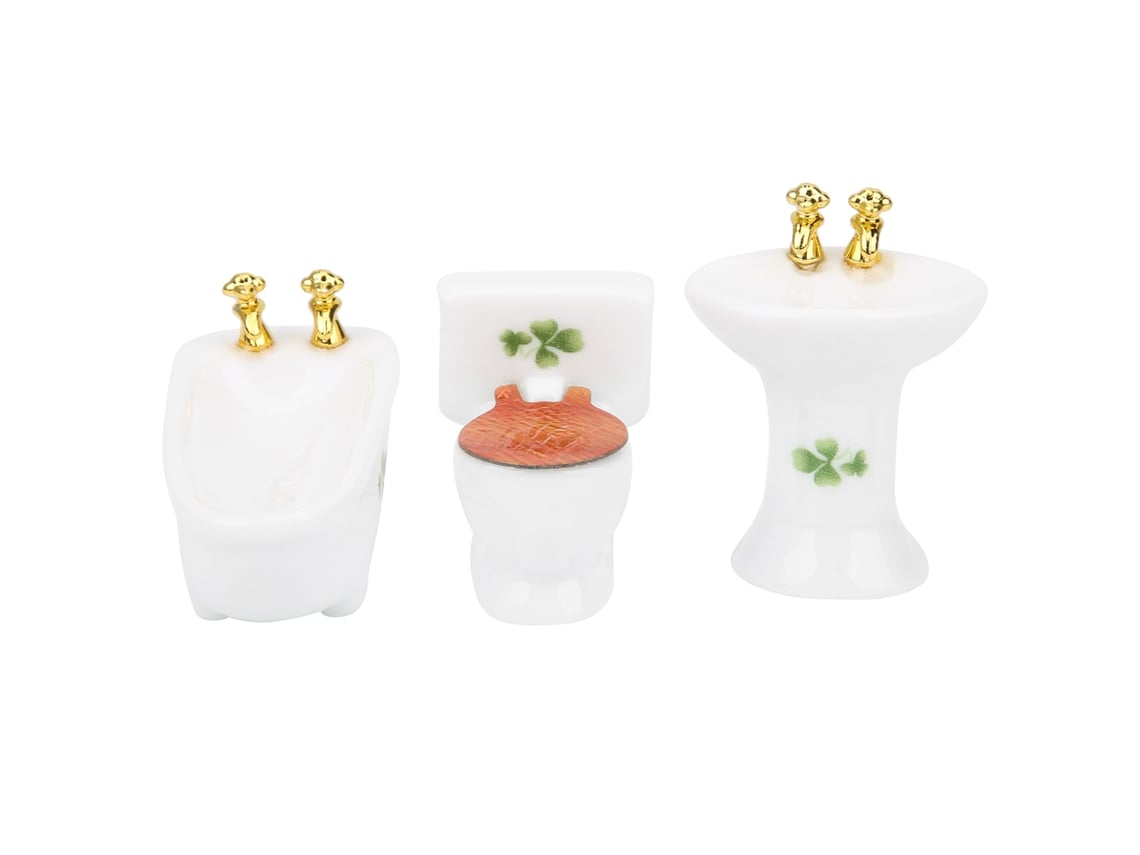 Dan26-set De Baño En Miniatura Para Casa De Muñecas 1/24 Con Bañera, Inodoro Y Lavabo De Cerámica