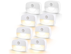 Luz Nocturna Con Sensor De Movimiento, 8 Unidades, Funciona Con Pilas, Para Escaleras, Pasillos, Armarios, Habitación Infantil.