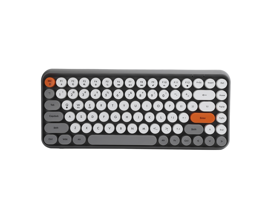 Teclado Inalámbrico Bluetooth Redondo Retro Ajazz De 84 Teclas Para Juegos Y Uso De Oficina, Gris 308i