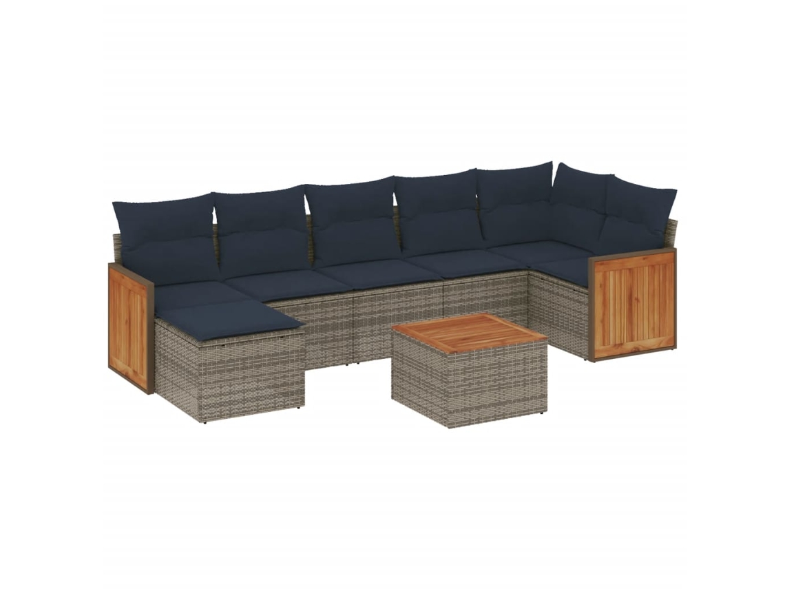 Maison Exclusive - Conjunto De Sofá De Jardín De 8 Piezas Con Cojines, Poliratán Gris