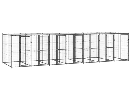 vidaXL Perrera de exterior de acero con techo 16,94 m²