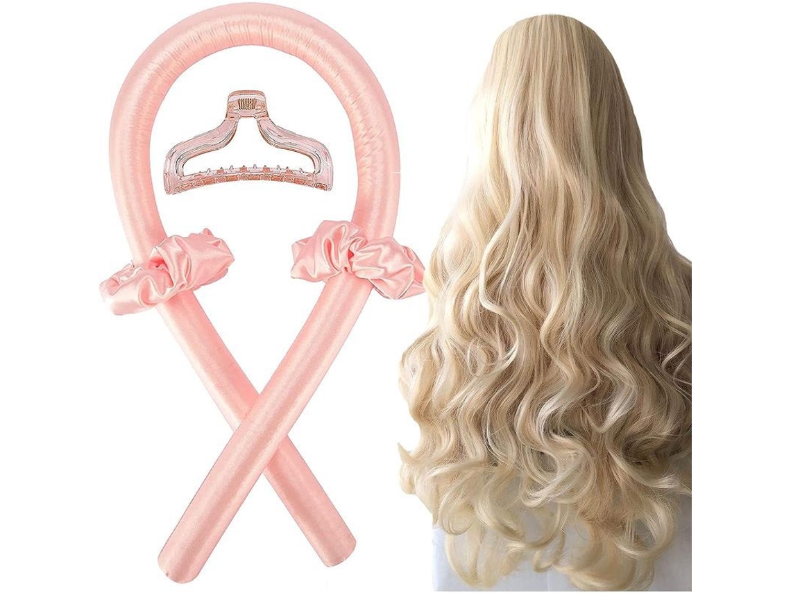 Kit De Extensiones De Cabello Sin Calor Linjou, Kit De Alisado Con Cinta De Seda Para Rizos Sin Dañar El Cabello (rosa)