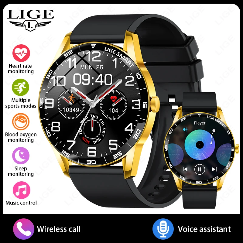 (oro) Reloj Inteligente Con Pantalla Táctil Completa, Ip68 Resistente Al Agua, Llamada Bluetooth, Monitoreo De Salud Deportiva