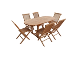 Muebles de jardín de teca LOMBOK - mesa extensible ovalada - 6 plazas HAPPY GARDEN