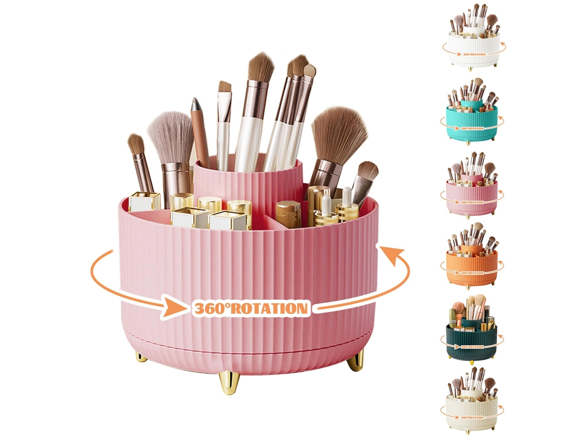 Caja organizadora de brochas de maquillaje Suporli, giratoria 360°, 5 compartimentos. (3)