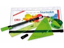 Kit Escolar MOR 6 Peças Bolsa com Fecho Zip 3 em 1 Xtreme Apara Lápis Afia Minas Lapiz Regua e Esquadro