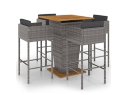 Maison Exclusive - Set Muebles De Bar Jardín 5 Pzas Y Cojines Ratán Sintético Gris