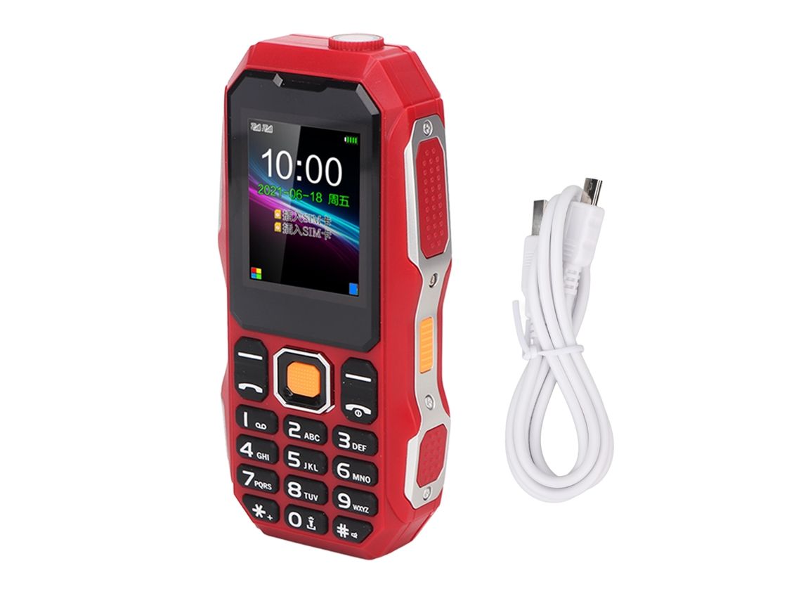 W2021 Mini Teléfono Celular Resistente De 1.8 Pulgadas Y 5800 Mah Para Personas Mayores Con Altavoz Grande, Rojo