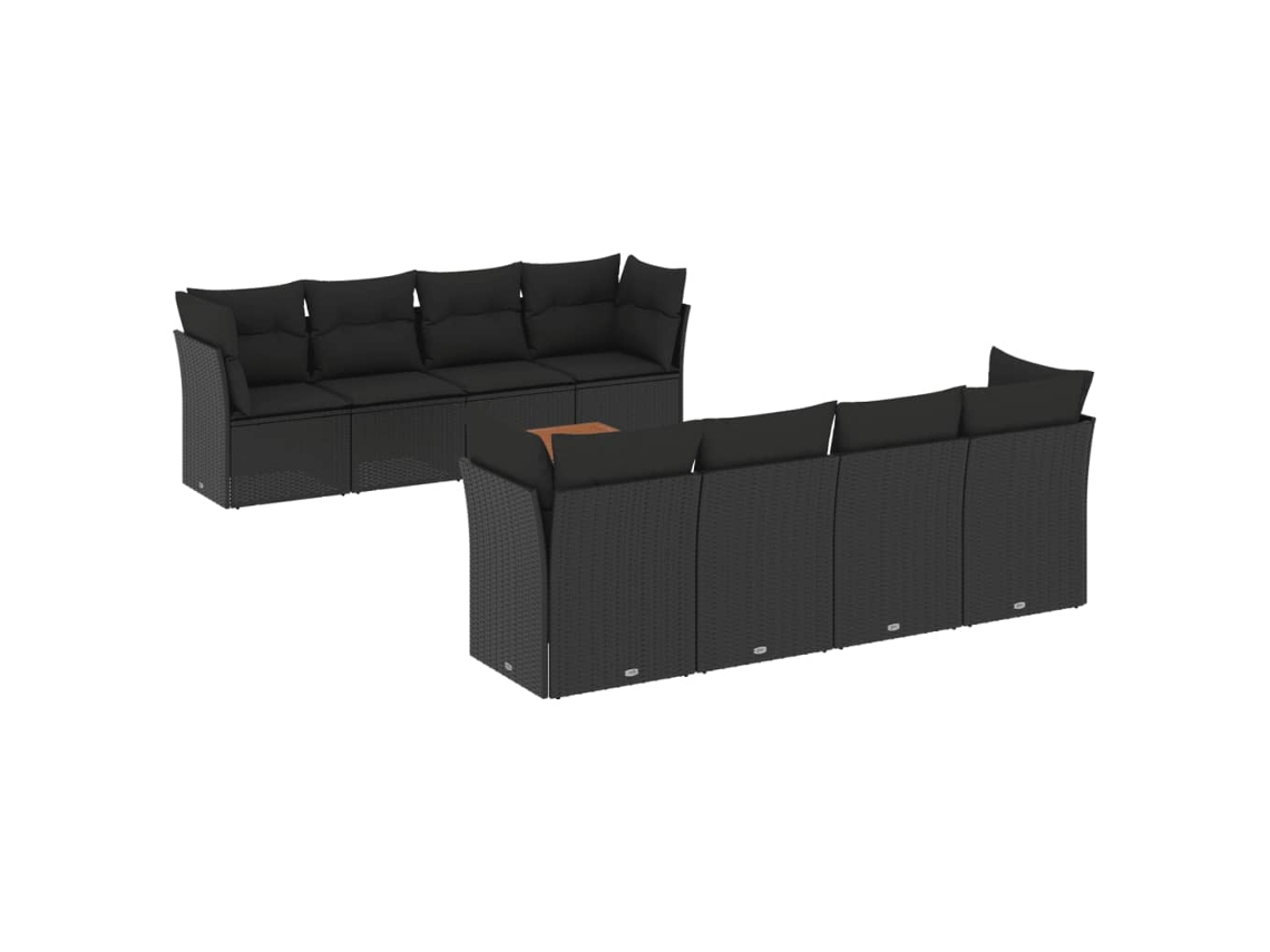 Maison Exclusive - Set De Sofás De Jardín 8 Piezas Y Cojines Ratán Sintético Negro