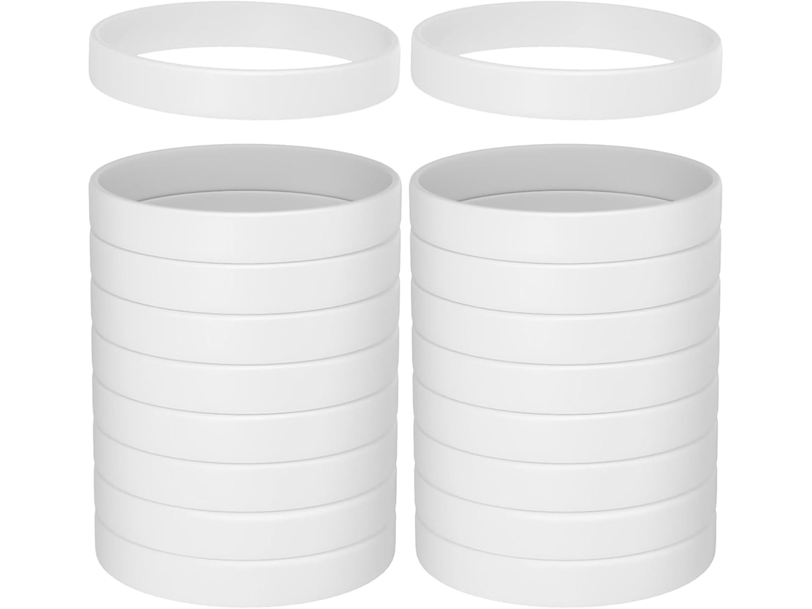 Lote De 50 Pulseras Finas De Silicona Blanca Unisex Flexibles