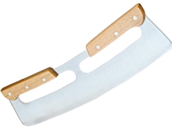 Rodillo para pizza, cuchilla de acero inoxidable con mango doble de madera y cubierta de plástico, cortador/picador de pizza grande de 14 pulgadas