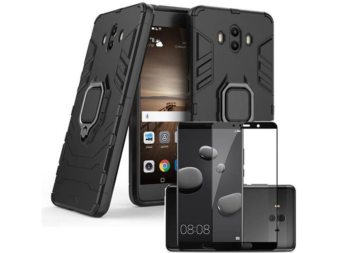Kit Carcasa y Protector Cristal 5D Huawei Mate 10 Military Defender Negro