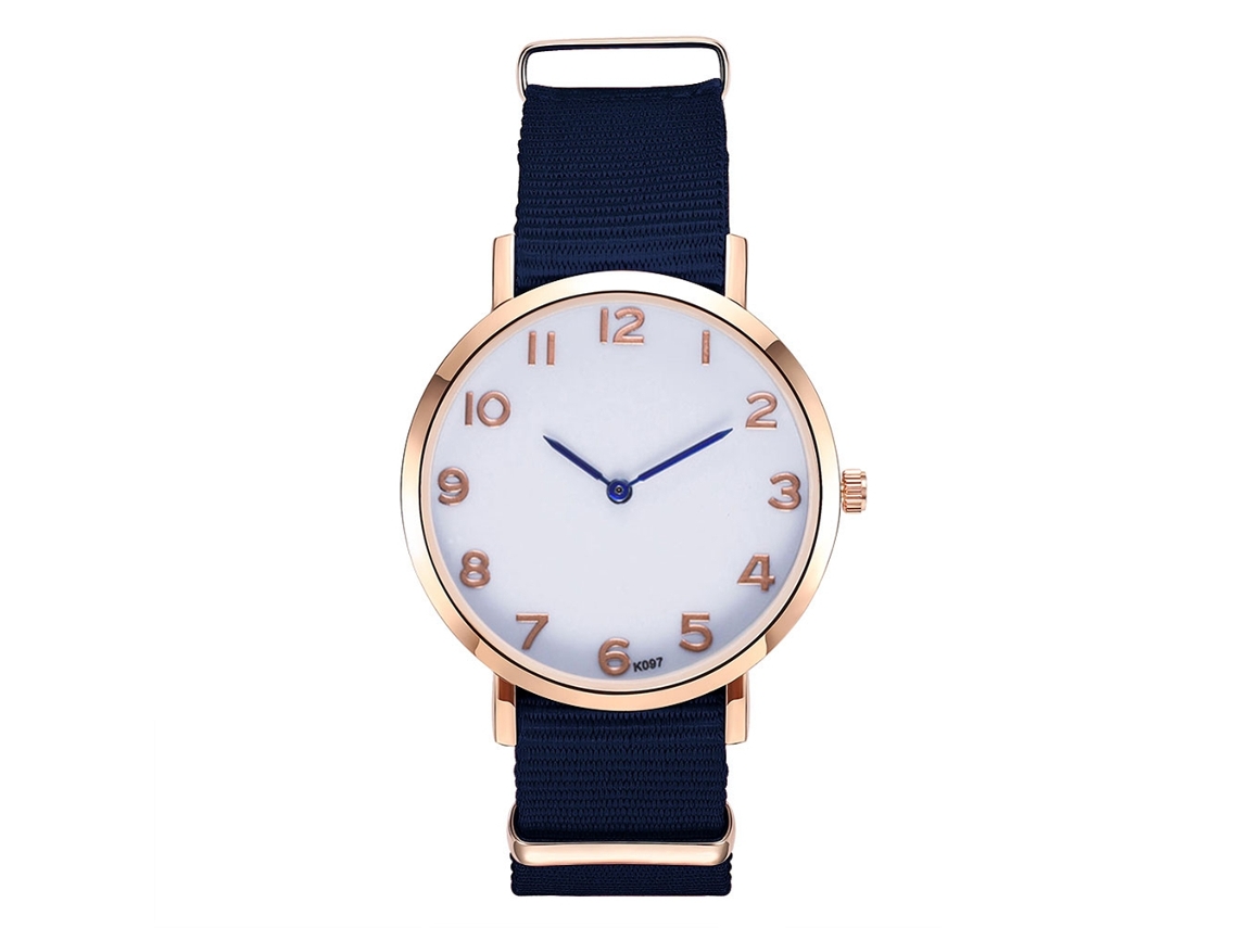 Reloj Analógico De Cuarzo Con Correa De Nylon Para Mujer Y Hombre Azul Real