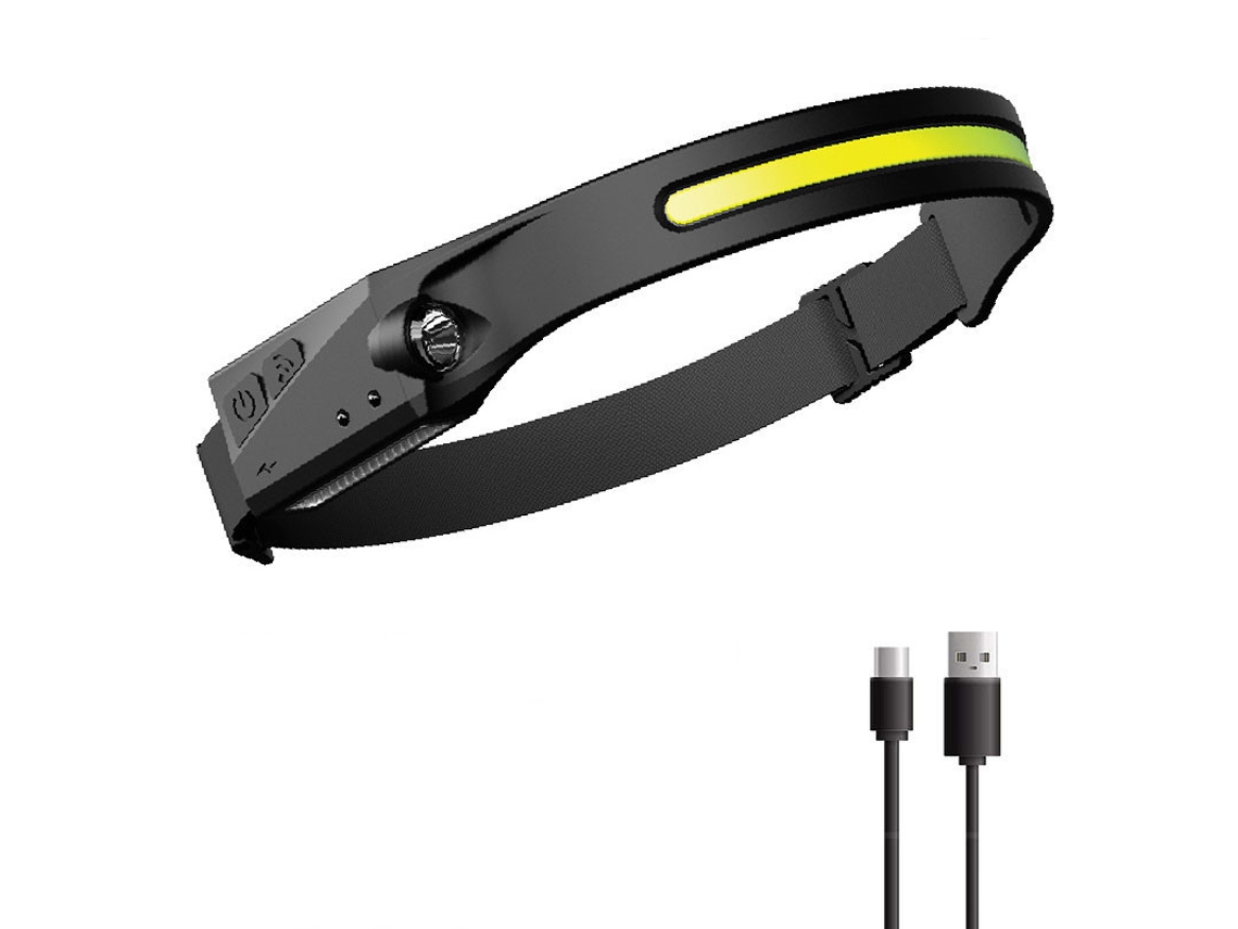 Linterna Frontal Led Con Sensor – Potente Linterna Frontal Cob/xpe Con 5 Modos – Recargable Mediante Usb