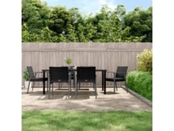 Conjunto 7 Piezas Jantar P/ Jardim C/ Almofadões Vime Pe E Aço Dkd Home Decor
