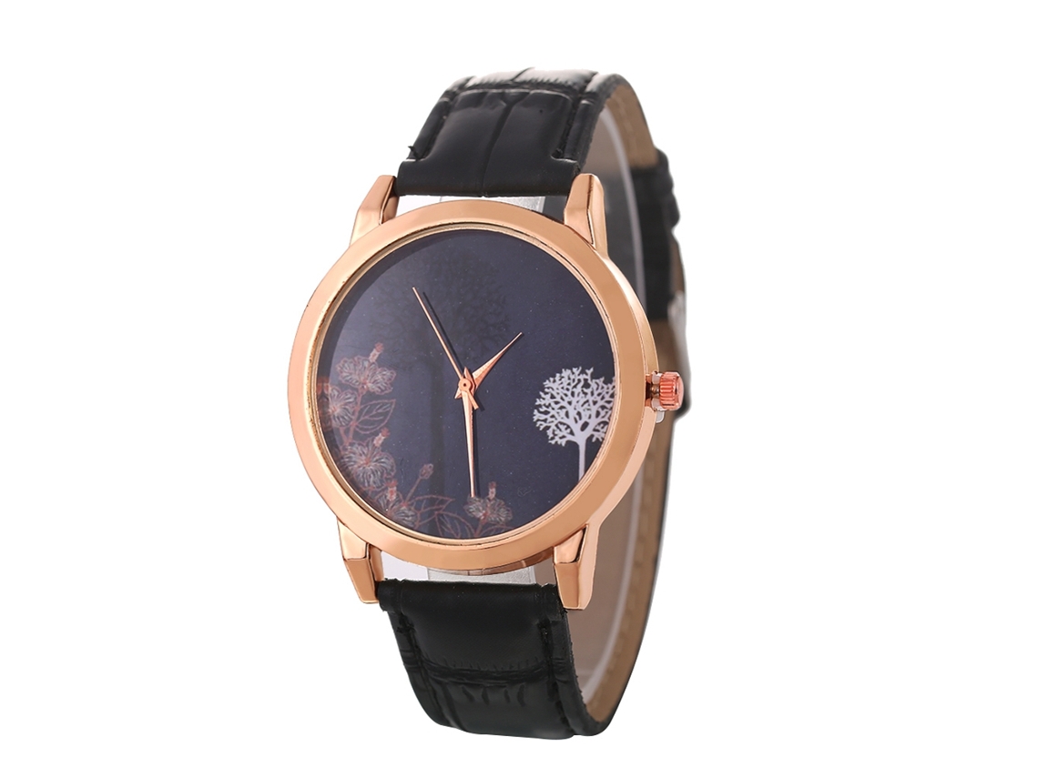Reloj De Pulsera De Cuarzo Para Parejas Con Correa De Piel Sintética, Estilo Sencillo, Esfera Redonda Negra.