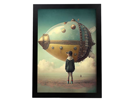 NACNIC Poster Barco Misil En Estilo Surrealismo Cinematográfico Ilustraciones Y Grabados De Historieta Abstracta Y Artística A4 Marcos Negros