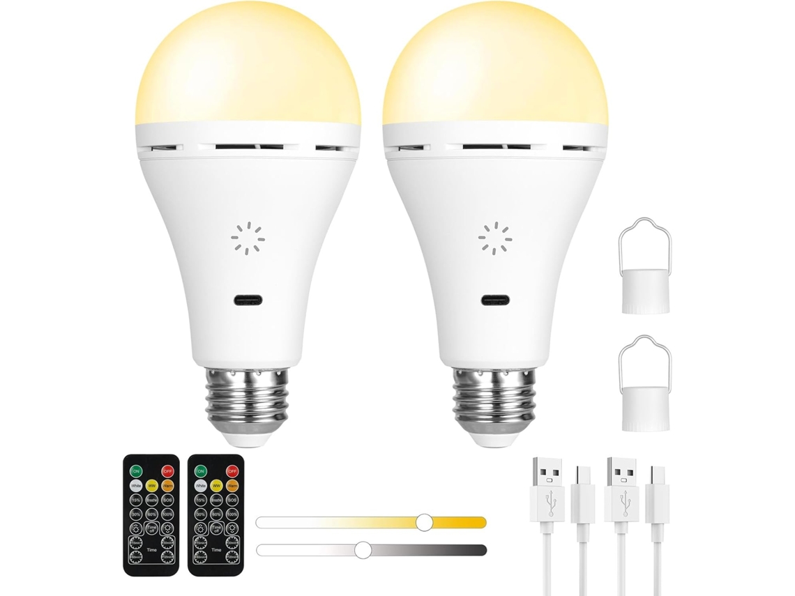 Lámpara LED recargable con control remoto, control táctil e intensidad ajustable, paquete de 2. Nicecee
