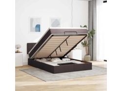 Cama Otomana Con Colchón Marrón Oscuro 140x190 Cm Tela