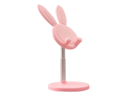 Suporte Para Celular E Tablet Coelho Fofo Ajustável Em Altura E Ângulo Portátil Mesa Home Office Rosa
