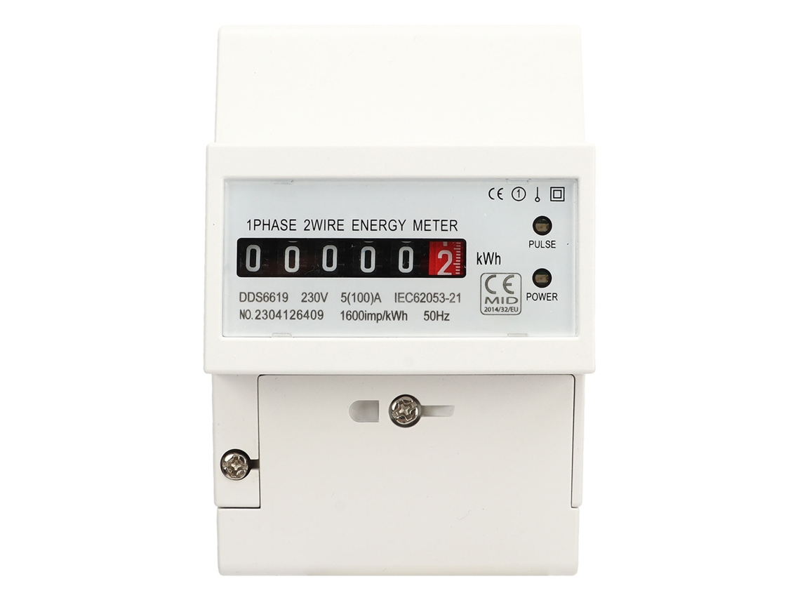 Medidor De Energía Monofásico Rail Din 230v 5(100)a Monitor De Consumo Eléctrico Wattmetro