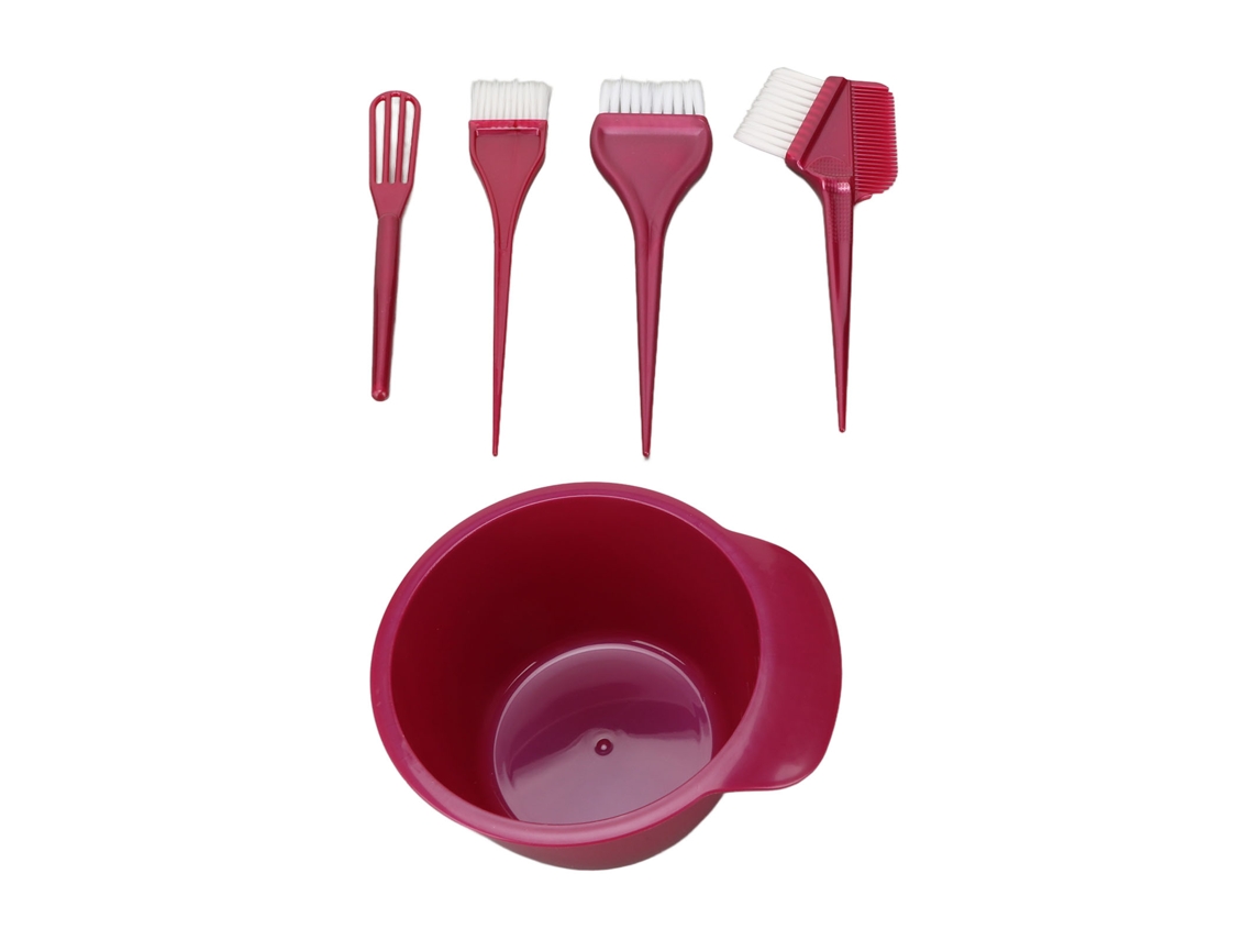 Kit De 5 Ferramentas Para Tintura De Cabelo Com Pincéis E Tigela De Mistura