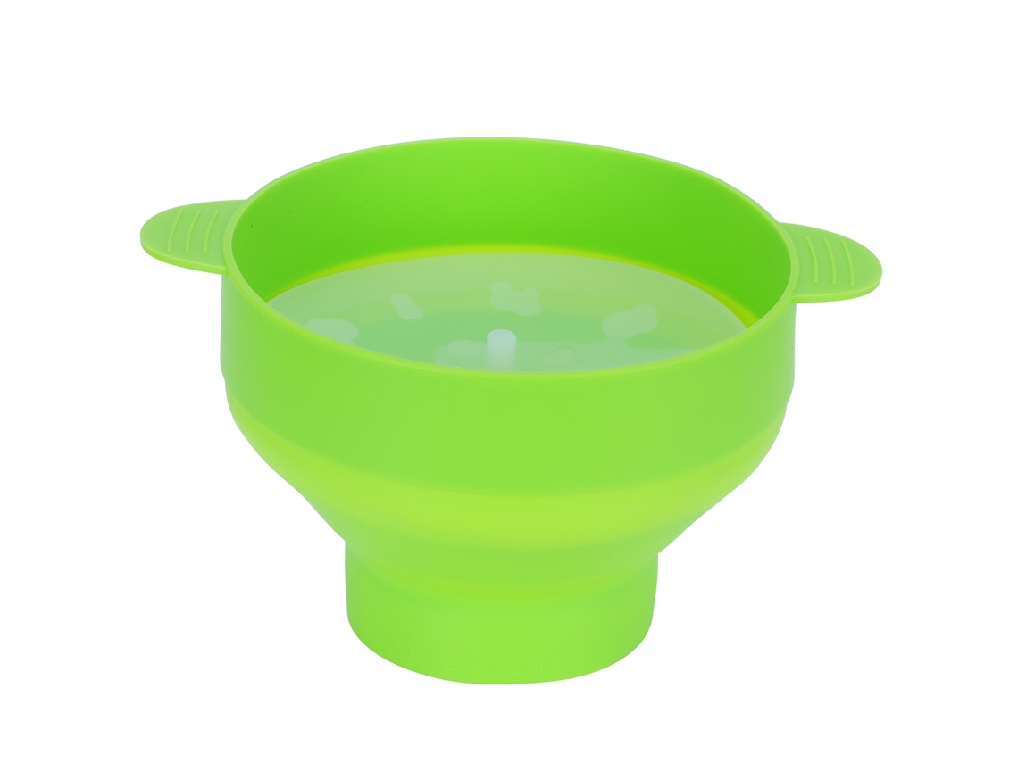 Palomitera de silicona para microondas, plegable, saludable, para hacer palomitas caseras, con recipiente para preparar palomitas frescas al instante, apta para lavavajillas (verde)