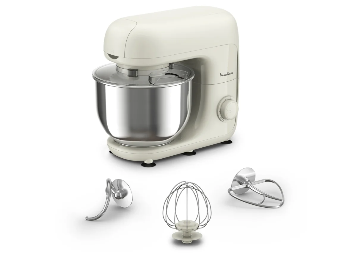 Robot de Cocina MOULINEX Bake Essential QA160110  (800 W - bol de 4,8 L - 6 velocidades - Blanco)