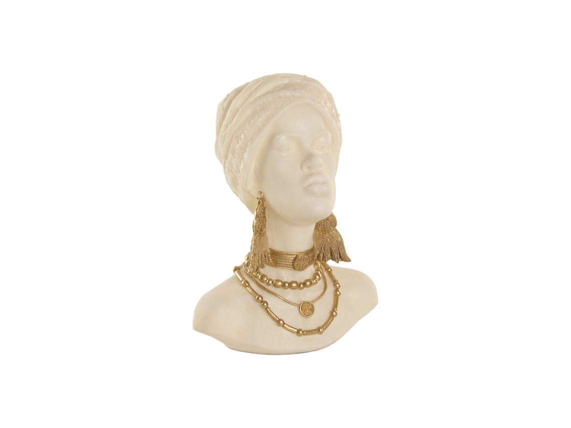 Busto Africano Branco em Resina, 35,5 X 27,5 X 47 Cm ALEXANDRA HOUSE LIVING