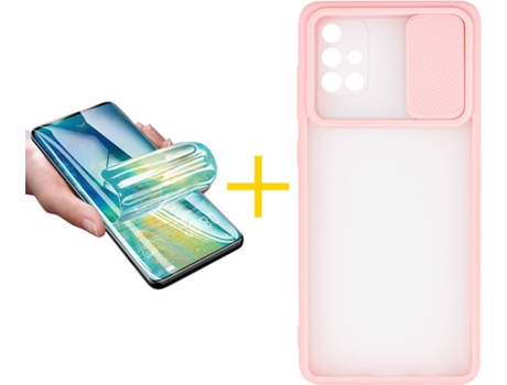 Carcasa + Protector de Pantalla para Samsung Galaxy A71 SKYHE Rosa Pastel