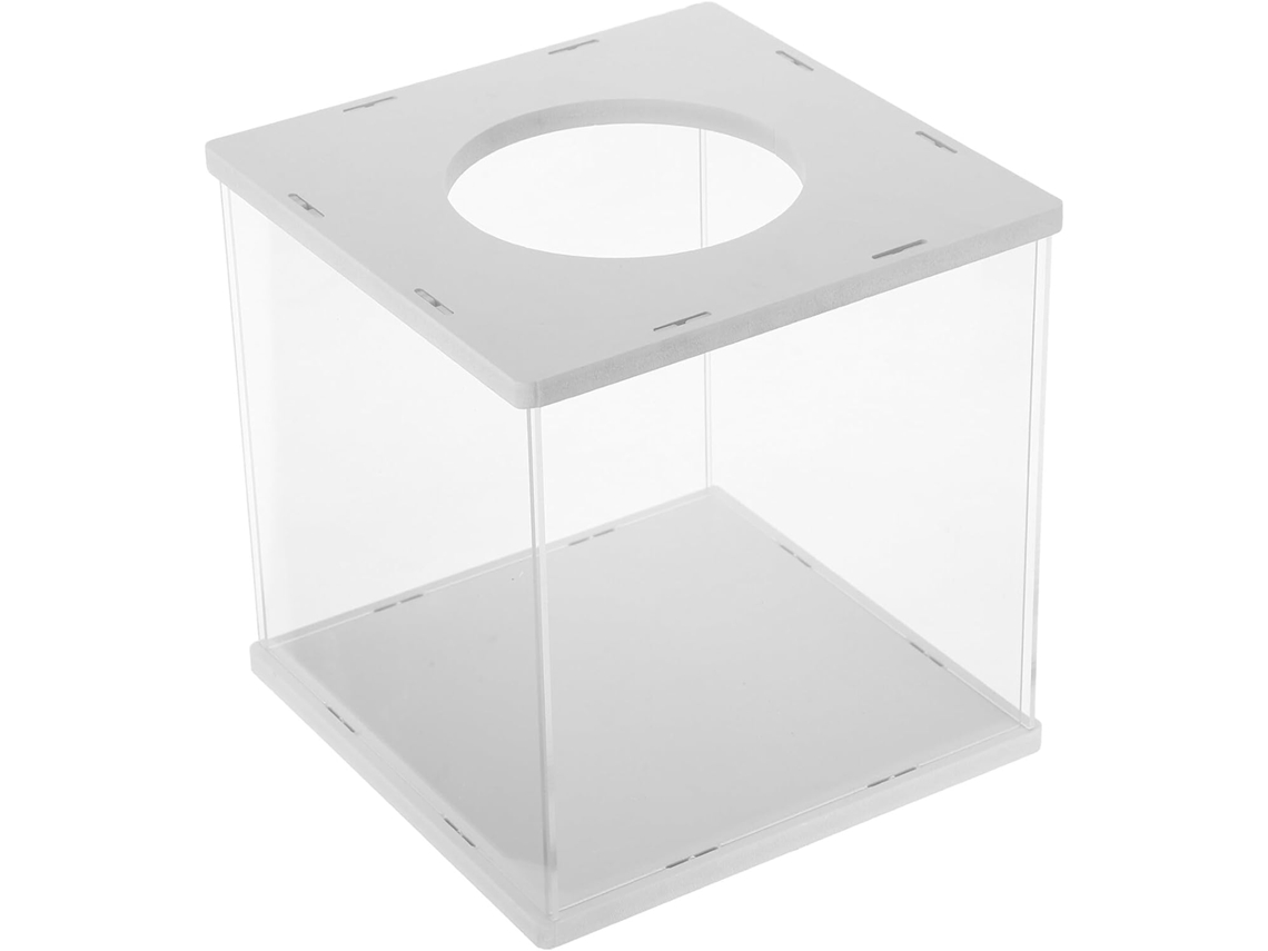 Caja transparente para sorteos, buzón de sugerencias, caja para recaudación de fondos, contenedor ligero, boletos, urna electoral.