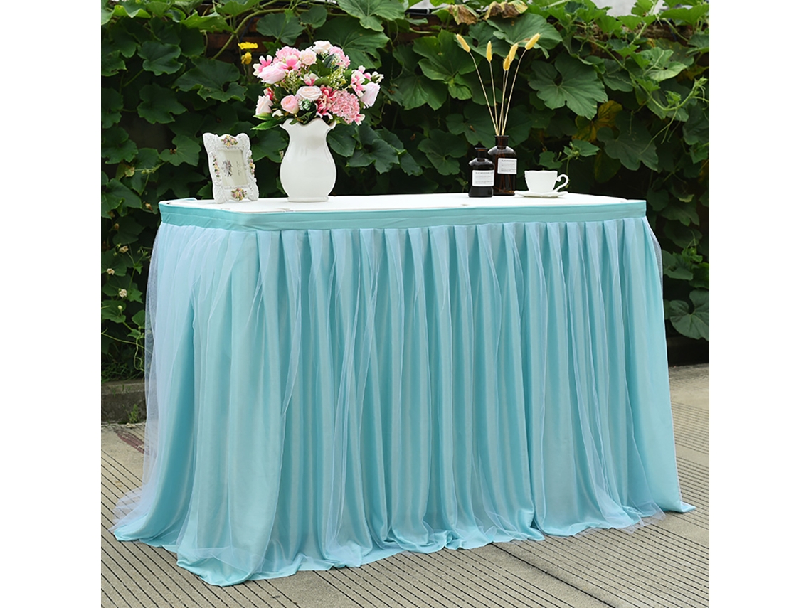 Falda De Mesa De Tul Para Mesas Rectangulares, Mantel De Tul Con Volantes Y Diseño Antiarrugas, Material De Tul Suave Y Duradero Para Decoración De Bo