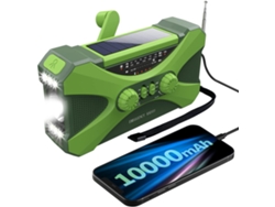 Radio de emergencia portátil AM/FM/NOAA con linterna LED, cargador de celular, energía solar, manivela y batería de 10000 mAh. Viewleaf