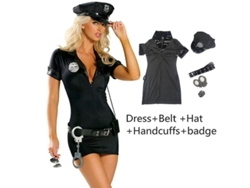 2026-traje De Policía Mujer Negro Para Halloween Fiesta Disfraz Cosplay Clubwear Talla S-xxxl