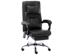 Sillón de Oficina con Función de Masaje Altura Ajustable Piel Artificial Negro M41306