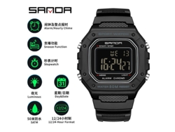 Reloj Electrónico De Pantalla Única (totalmente Negro), Reloj De Moda Multifuncional, Luminoso, Reloj De Pulsera Electrónico Resistente Al Agua.