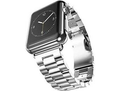 Kit Brazalete, Herramienta y Protector de Pantalla de Vidrio para Apple Watch Series SE PHONECARE Stainless Lux Gris