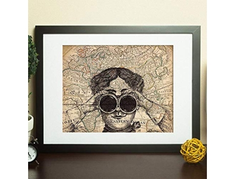 Poster De Prismaticos En El Mundo. Láminas De Mapas Del Mundo. Decoración Con Mapas E Imágenes Vintage.
