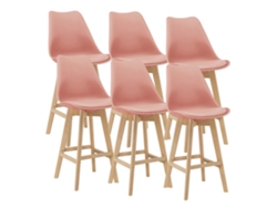 Conjunto de Cadeiras de Jantar [EN.CASA] Lublin Pink (Couro sintético, Faia - 105 x 48 x 58 cm)