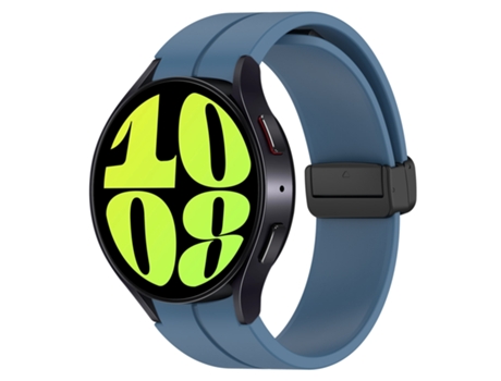 Correa de reloj inteligente para Samsung Galaxy Watch 6/6 de silicona con hebilla negra plegable magnética clásica, Talla: tamaño grande (azul)