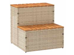 vidaXL Escalón bañera hidromasaje beige 50x50x50,5 cm ratán sintético