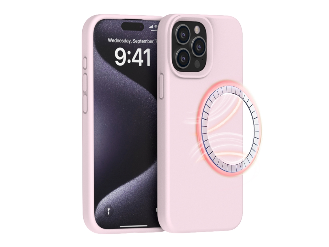 (rosa (magnético), Iphone 15) Funda Para Iphone, Silicona Líquida, Magnética.