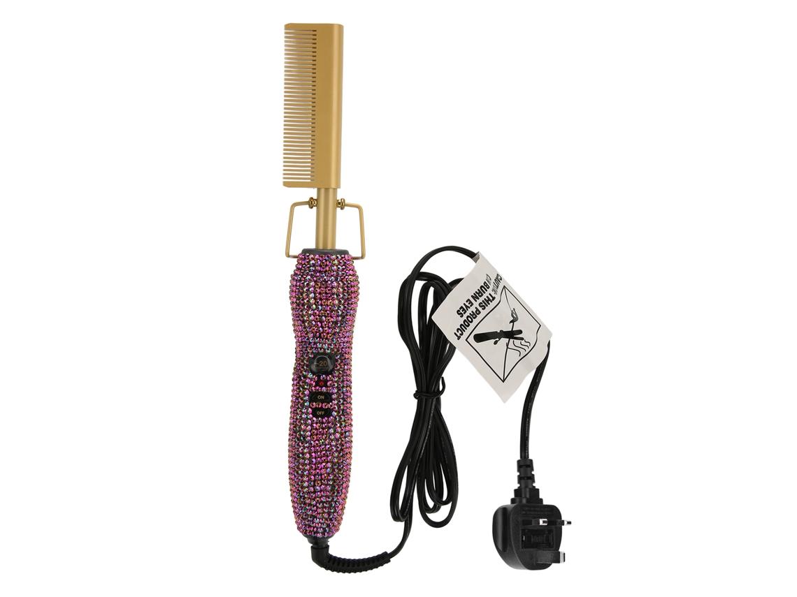 2026-peine Eléctrico Caliente Dual Para Alisar Y Rizar Pelo Conducción De Calor Uniforme 220v Plug Uk Morado Brillo