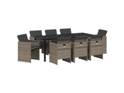 Maison Exclusive - Conjunto De Comedor De Jardín 9 Pcs Gris Ratán Sintético