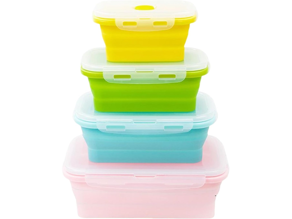 Juego de 4 recipientes de silicona para almacenar alimentos | Irrompibles y herméticos, de Gokoco