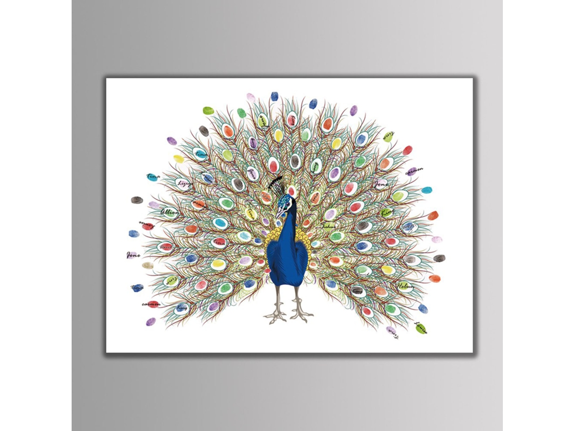 Invitación de boda con tinta de pavo real y árbol de firmas