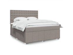 Cama Box Spring Con Colchón Tela Gris Taupe 180x200 Cm