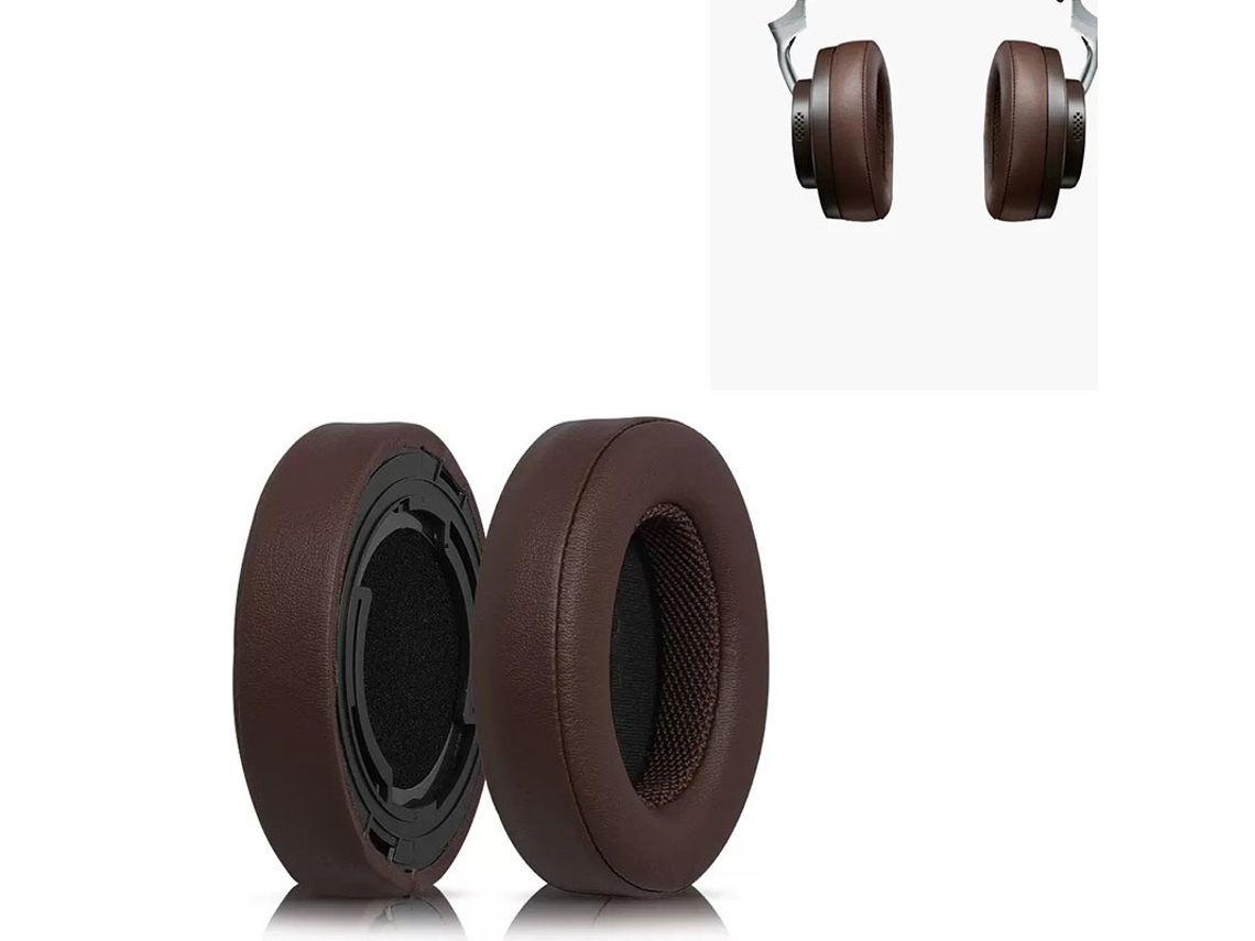Juego de 2 almohadillas de cuero proteico con clips para Shure AONIC50 Marrón