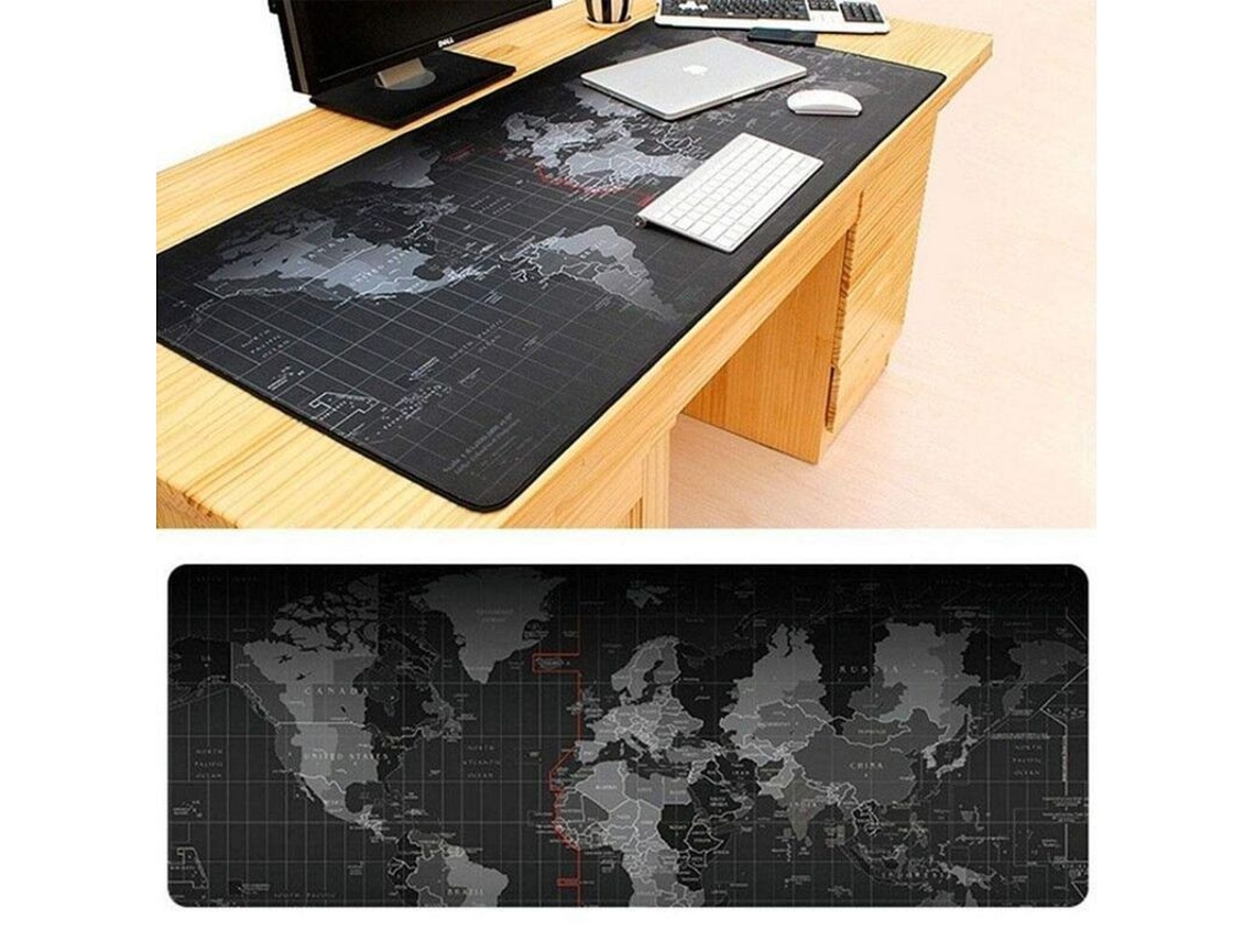 2026-8811-almohadilla De Ratón Xl 90x40cm Para Gaming Con Mapa Mundial Antideslizante Lavable